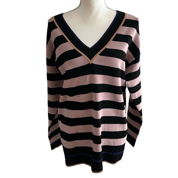 Diane Von Furstenberg Stripe Knit Pullover Sweater Size Small Oversized - Picture 5 of 9